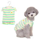 犬の服 ワンピース 春 夏 綿製 ストライプ 立体花柄 可愛い 犬服 小型犬 中型犬 服 シャツ クールベスト 丸首 半袖 薄手 吸水 通気性 伸縮性 柔らかい 犬服 ベスト 洋服 猫 子犬 中小型犬用 ペット服 プルオーバー 部屋着 虫除け 毛落ち