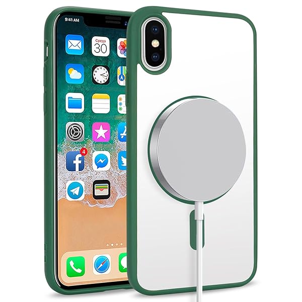 iPhoneX/XS ケース Magsafe対応 米軍MIL規格クリア耐衝撃透明ヤレス充電対応 スマホケース 5.8イン