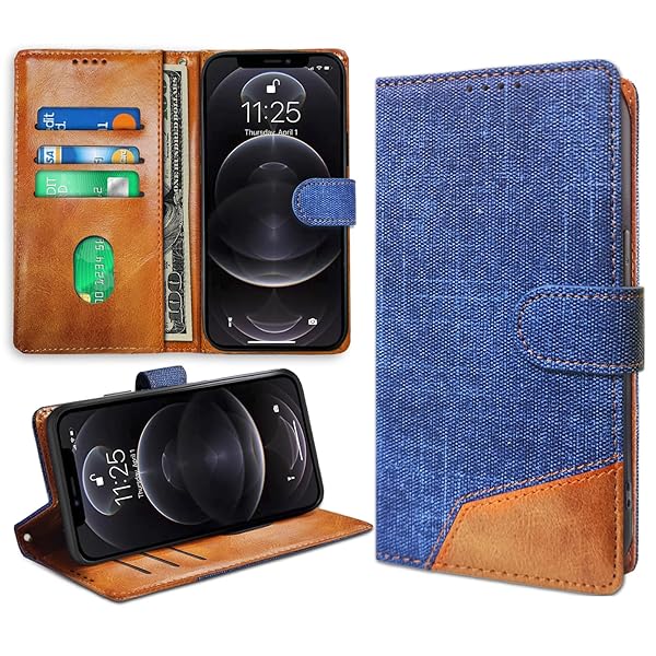 デニム iPhone 12 Pro ケース 手帳型 全面保護 米軍MIL規格 アイフォン12 Pro 財布型 スマホケース