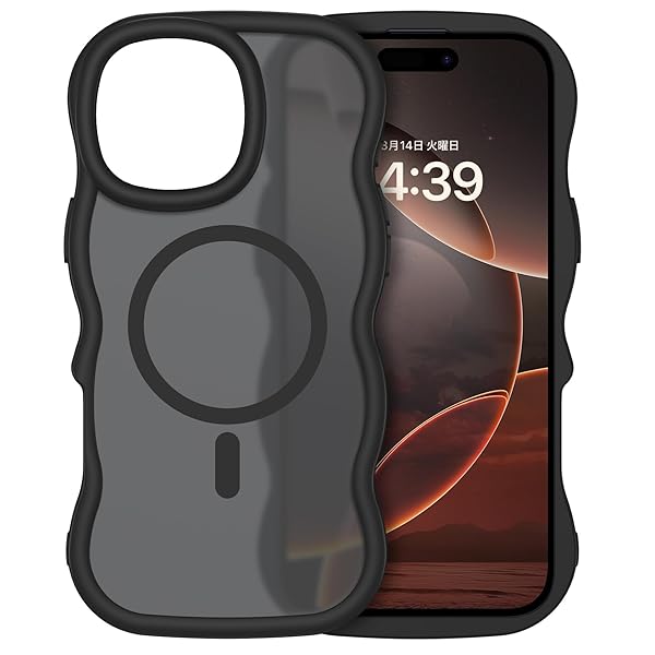 iPhone16Pro ケース MagSafe対応 ウェーブ 半透明 いphone 16Pro マグセフ 可愛い ケース うねうね 韓