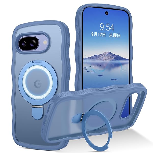 ぐーくるぴくせる9a ケース ウェーブ 120°回転スタンド Magsafe対応 ワイヤレス充電 pixel 9a ソフ