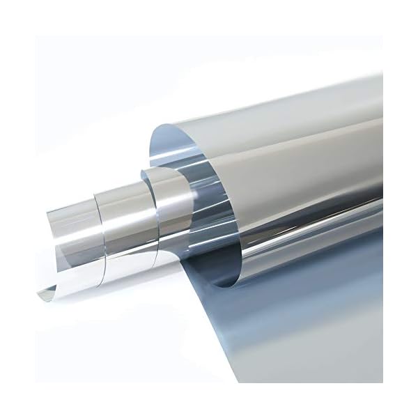 窓断熱シート 窓断熱フィルム 窓遮熱シート窓用フィルム マジックミラーフィルム 目隠しシート UVカット 紫外線カット ミラー効果 建築建物ガラスフィルム 防災 地震 防災フィルム 窓 飛散防止シート (45cm X3m,両面シルバー)