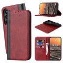 Galaxy S23 ケース ギャラクシーs23 ケース sc51d ケース 手帳型 SCG19 au ドコモ samsung サムスン 耐衝撃 SC-51D カバー SoftBank カード収納 スタンド機能 レザー-レッド+ブラック