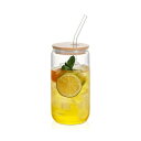 ガラスコップ 500ml 1個セット 薄づくり ハイボールグラス 食洗機 電子レンジ対応 耐熱 グラス コップ ストロー付き 蓋付き うすはり タンブラーグラス...