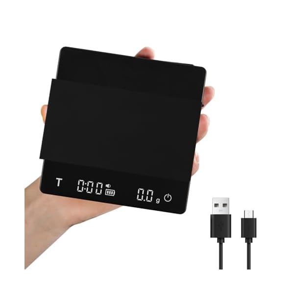 コーヒースケール 充電式電子はかり タイマー付きデジタルスケール 2モード ドリップスケール 計量器 0.1g~2000g キッチンスケール ブラック ES6027B-OS