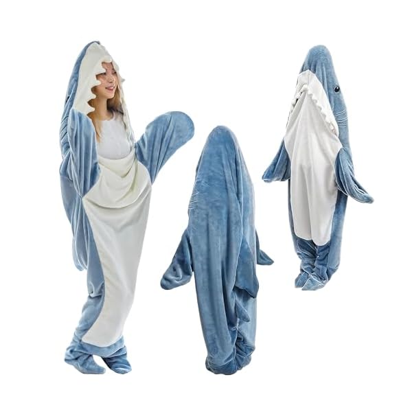 サメ寝袋 寝袋 着ぐるみ パジャマ あたたかい フランネル サメブランケット サメ 着る毛布 ルームウェア きぐるみ 子供用 大人用 かわいい 冬 秋 ふわふわ...