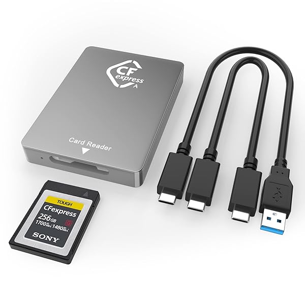 CFexpressタイプAカードリーダー USB C、USB A+USB C デュアルライン搭載、USB 3.1 10Gbps CFexpress ..