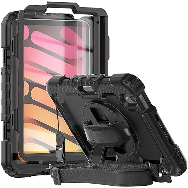 iPad Mini6/7 ケース 2021/2024/ iPad Mini6 mini7(A17 Pro) 第6/7世代 8.3インチ ケース カバー 保護フィルム付き ペンホルダー Pencil収納 360度 回転 耐衝撃 縦置き ハンドホルダー