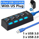 4/7 ポート USB ハブ 3.0 2.0 アダプター エキスパンダー 高速マルチ USB スプリッター 複数エクステンダー LED ランプスイッチ付き PC ラップトップ用