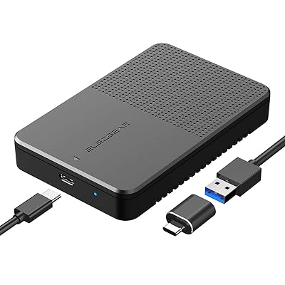 ElecGear USB C 3.1外付けディスクエンクロージャ、7mm～15mm 2.5インチSATAハードドライブケース、厚型および標準2.5インチHDDおよびSSD用のポータブルキャディコンバーター、タイプAケーブルおよびUSB Cアダプター