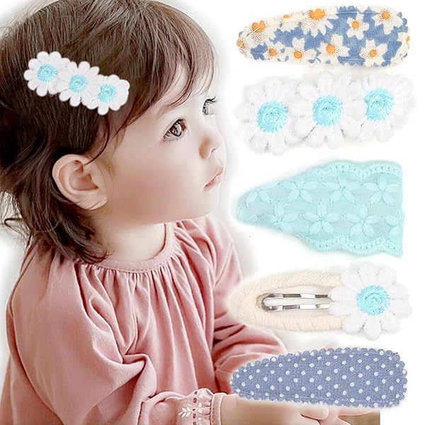 ヘアピン 子供 赤ちゃん ベビー ヘアクリップ キッズ 女の子 こども 子供用 5点セット パッチン ぱっちんどめ パッチン留め ピン留め ヘアアクセサリー かわいい おしゃれ リボン 子供 おしゃれ 安全 痛くない シンプル 無地 (ブルー)