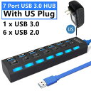4/7 ポート USB ハブ 3.0 2.0 アダプター エキスパンダー 高速マルチ USB スプリッター 複数エクステンダー LED ランプスイッチ付き PC ラップトップ用