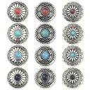 コンチョ ボタン 4色12個セット ターコイズ ネジ式 30mm レザークラフト 財布 手芸(3)