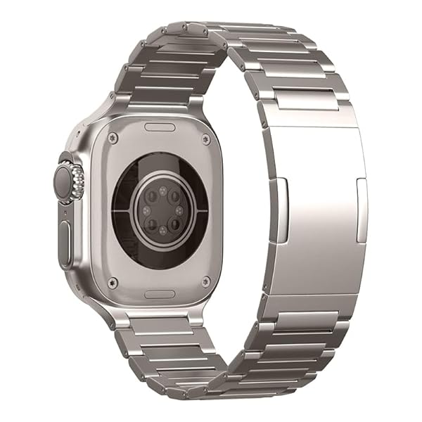 チタンリンクブレスレットバンド、I字型メタルストラップ、Apple Watch シリーズ 10/9/Ultra 2/SE/8/7[2024]用 (46mm/45mm/44mm/49mm,チタン)