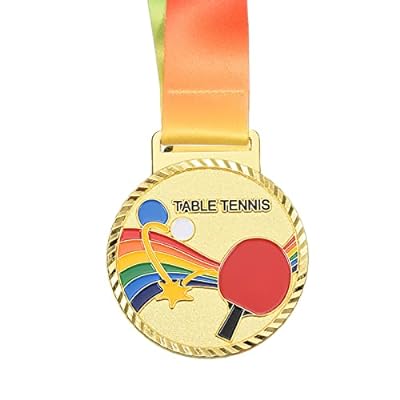PATIKIL 68 mm ピンポンメダル 卓球賞メダル 金メダル リボン付き マルチカラー ゲーム スポーツ競技用