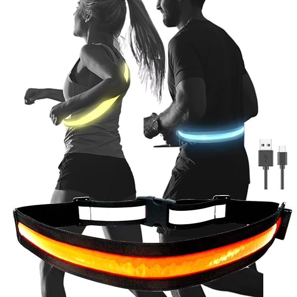 LED 光る ベルト 反射バンド 充電式 夜間 ランニング ライト ウォーキング 自転車 反射 オレンジ