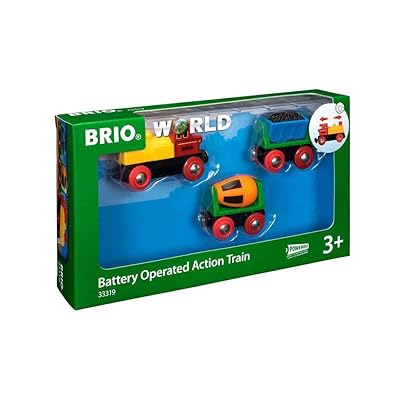 BRIO (ブリオ) WORLD バッテリーパワーアクショントレイン [全3ピース] 対象年齢 3歳~ (電車のおもちゃ 木のレール 電動 機関車) 33319