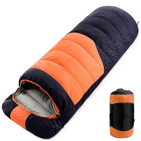 寝袋 冬用 ダウン シュラフ 冬 最低温度-25 キャンプ 羽毛寝袋 2人用 連結可能 2.7kg 大きいサイズ 封筒型 コンパクト 丸洗い 防寒 災害 車中泊 (2.7KG／橙+黒 左開き)