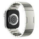 チタンバンド、埋め込みバックル付き軽量メタルブレスレットストラップ、Apple Watch 9/Ultra 2/SE/2023/8/7用 (46mm/45mm/44/49mm,シルバー)