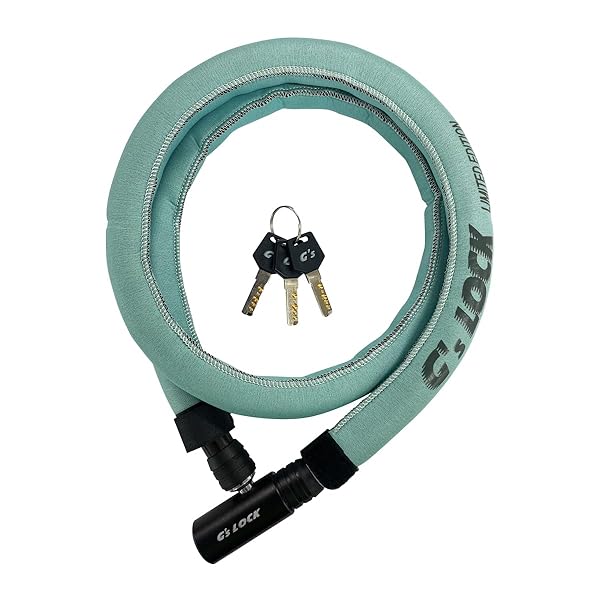 自転車 鍵 ネオプレーンカバーワイヤーロック [NEOPRENE COVER WIRE LOCK] チェレステグリーン スペアキー3本付き φ18mm×1200mm 傷予防の柔らかい素材を使用 防水生地で濡れに強い 盗難予防 防犯 ママチャリ 軽快車
