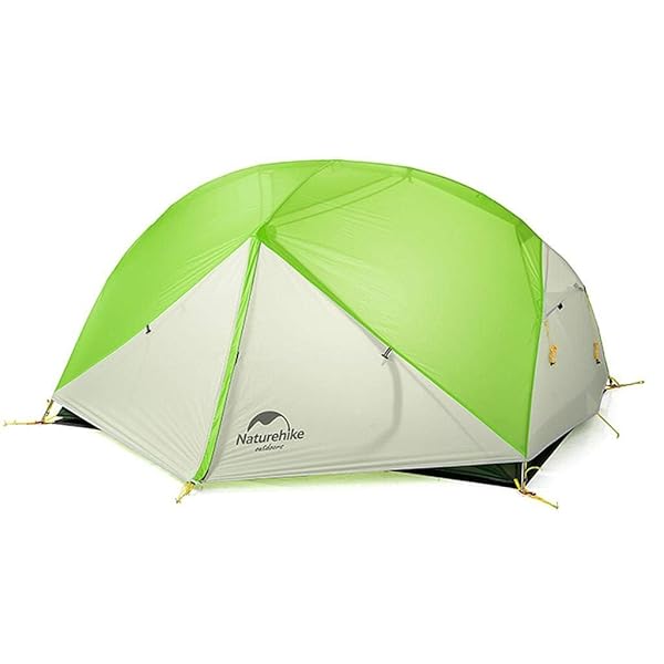 2人用 Mongar 超軽量 二重層 自立型 ドーム型 登山テント アウトドアキャンプ テント 自転車ツーリング 日除け 虫よけに 防雨 防風 防災 グランドシート付き(グリーングレー色, 2人用, 20Ⅾナイロンシリカゲル塗装)