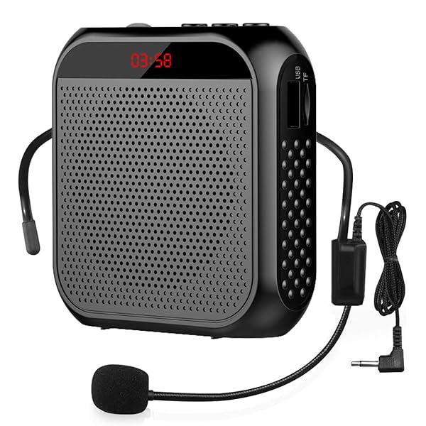 ポータブル 拡声器 ハンズフリー ヘッドセット マイク 付 スピーカー 音楽再生 USB microSD 対応 イベント·講演·説明会などに最適！！ (黒)
