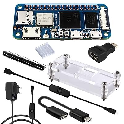 GeeekPi Banana Pi BPI M2 ZERO ボード コンプリート キット、アクリル ケース、3-in-1 ケーブル、ピン ヘッダー、スイッチ付き +5V 2.5A 電源、ヒートシンクを含む