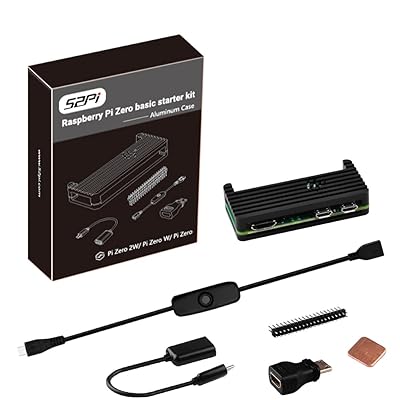 GeeekPi Raspberry Pi Zero 2 W ケース/Zero W ケースキット RPi Zero 2 W アルミニウムケース 20ピン GPIO ヘッダー Micro USB - OTG アダプター HDMI ケーブル Raspber