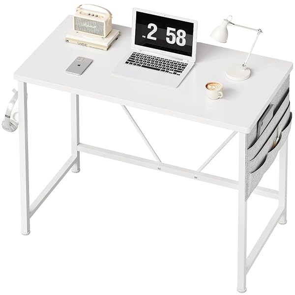 デスク 机 pcデスク 勉強机 desk 桌子 幅80cm パソコンデスク 収納袋付き学習机 小さい 书桌 コンパクトデスク ミニデスク つくえ 作業机 在宅 組立簡単 テレワーク 白い