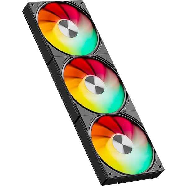 upHere PCケースファン 360mm 連結型 5V3ピンARGB pc冷却ファン 12cm cpuファン 4ピン デイジーチェーン対応 静音 PWM 600-1650RPM DC12V 黒い【U3KC3】