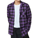 シャツ メンズ チェック柄 長袖 カジュアル: ネルシャツパープル ブラック チェック ゆったり かっこいい 格子 快適 柔軟 吸汗 速乾 紫 黒 チェック 大...