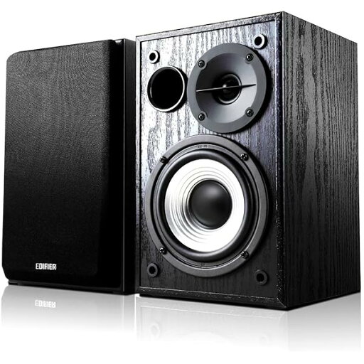 R980T アクティブ ブックシェルフ スピーカー システム, 2RCA 入力 24 RMS AUX接続 ケーブル付き,2.0 アンプ内蔵 -0.5インチ・トゥイーターと4インチ・ウーファー- 黒 R980T アクティブ ブックシェルフ スピーカー システム, 2RCA 入力 24 RMS AUX接続 ケーブル付き,2.0 アンプ内蔵 -0.5インチ・トゥイーターと4インチ・ウーファー- 黒