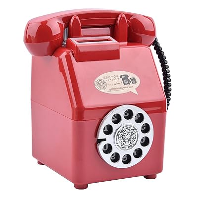 貯金箱 公衆電話 500円玉 ダイヤル式 昭和 80’s レトロ 玩具 おもちゃ ATM 雑貨 (レッド)のサムネイル