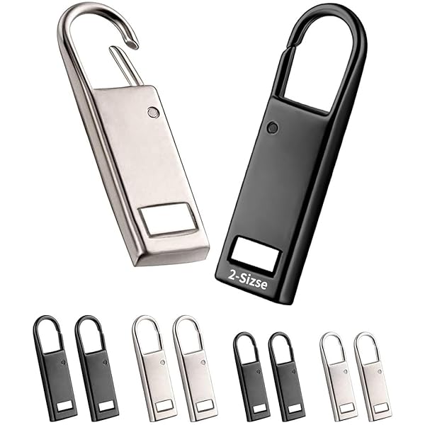 ファスナー 引き手 交換用 8個入り 金属製 簡単に取り付 カバン/財布/衣類/靴 ファスナー修理 交換用 DIY 手芸 手作り 裁縫 (黒と銀)