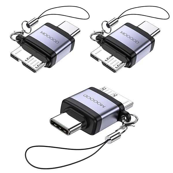 Micro B 3.0アダプタ USB Cオス マイクロBオスアダプタ マイクロB USB3.0 Cオスデータアダプタ 外付けハードSSDドライブ、デジタルカメラ、電話用USB Cオス-マイクロBデータ充電コンバータアダプタ(3パック)