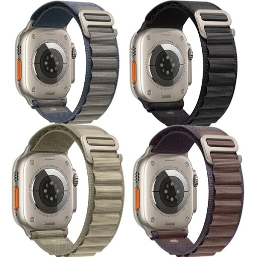 4本セット アルパインループ Apple Watch バンド G字フック 強靭 通気性 伸縮性 柔らかい アップルウォッチ バンド 49mm/46mm/45mm/44mm/42mm ナイロンループ iWatch Series Ultra2/Ultra 4本セット アルパインループ Apple Watch バンド G字フック 強靭 通気性 伸縮性 柔らかい アップルウォッチ バンド 49mm/46mm/45mm/44mm/42mm ナイロンループ iWatch Series Ultra2/Ultra