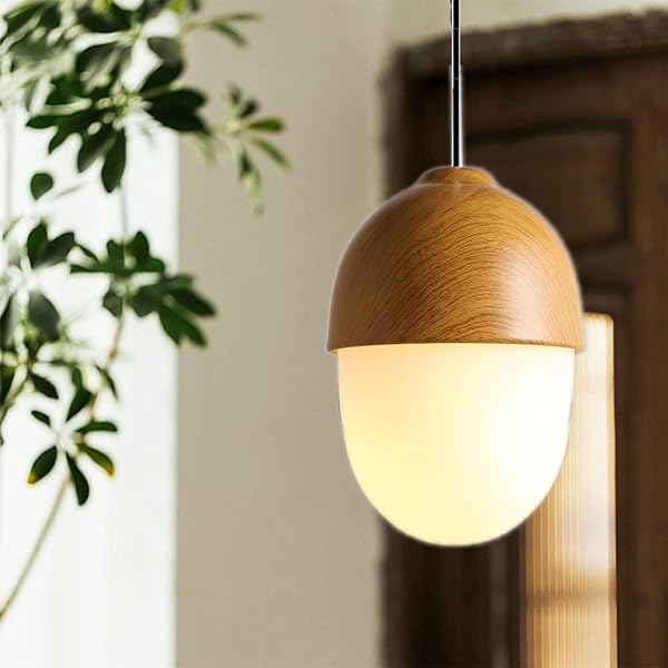 ペンダントライト ガラス とガラス吊り下げ灯 照明器具 引掛 天井照明 ランプシェード 北欧 レトロモダンライト 飾りランプ ダイニング 食卓 カフェーカウンタ 手作りガラス E26口金 ガレージ 照明 led電球別売り (木 和風)