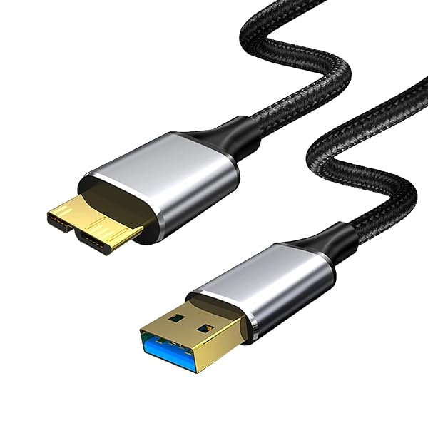 USB3.0 ケーブル Micro B ハードディスク ケーブル 5Gbps データ高速転送 高耐久性 外付けHDD/SSD，デジタルカメラ，Samsung Galaxy S5、Galaxy Note 3などに対応用（USB タイプAオス - マイク