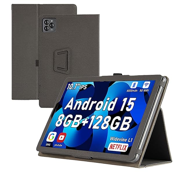 For FUNYET I10 Pro ケース 10.1インチ タブレット 保護ケース 高級PU 全面保護 調節可能 防水防汚 衝突防止 薄型軽量 良い手触り 長持ち スタンド機能付き (ブラック)