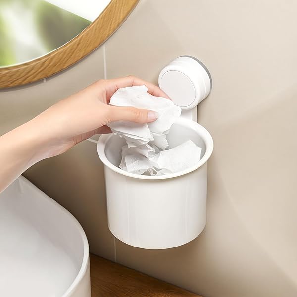 洗面ゴミ箱 吸盤式 ごみ箱 洗面所 浮かせるゴミ箱 お手入れ簡単 捨てやすい 洗面台 キッチン ゴミ箱 コ..