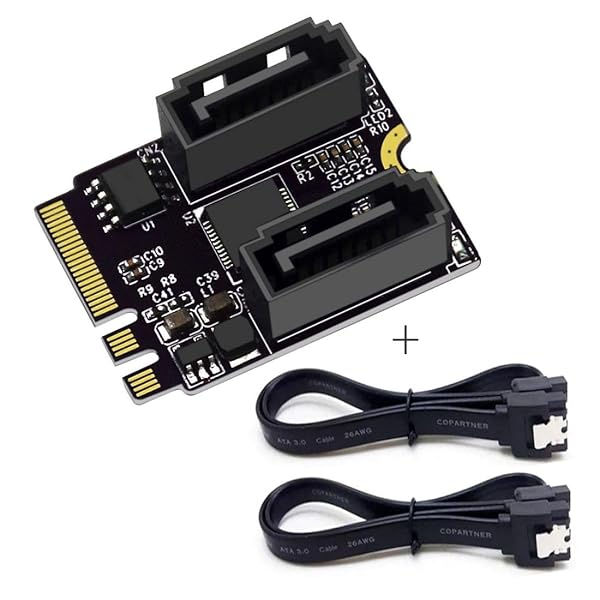 PCIE 3.0 M.2 (A+Eキー) - 2 SATA 3.0 拡張カードアダプター マザーボード SATA ハードドライブポート拡張用