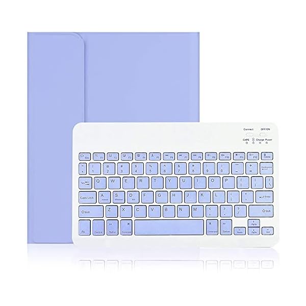 iPad第10世代 2022/iPad (A16) 2025 第11世代 キーボード付きケース 上側ペンホルダー カラーキーボードマグネット分離式 スタンド機能 全面保護 紫