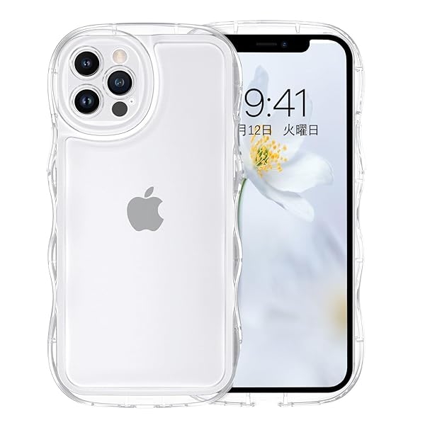 iPhone12Pro ケース クリア ウェーブ いphone 12Pro ソフト TPU 純透明 ケース うねうね アクスタが入る 人気 バンパー 耐衝撃 超...