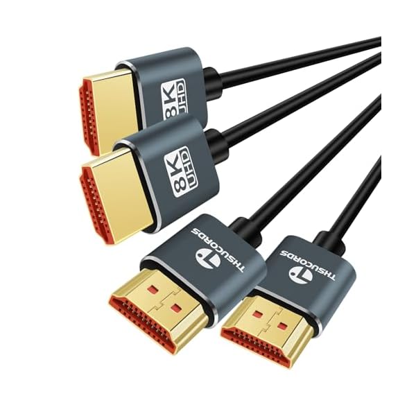 超薄型 8K 4K HDMIケーブル 5M 2本入りク スリムで柔軟 ソフト 高速 HDMI 2.1 リード 4K@120Hz 8K@60Hz..