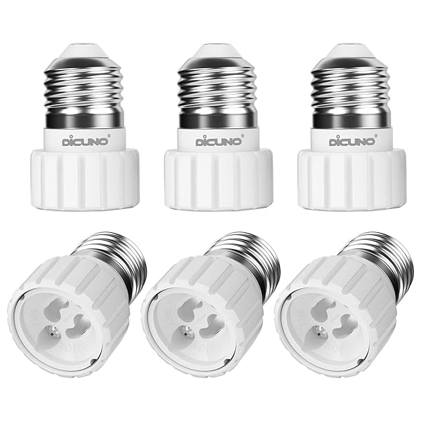 E26→GU10 口金変換アダプター 電球ソケット 最大仕事率200W 160度耐熱 6個セット
