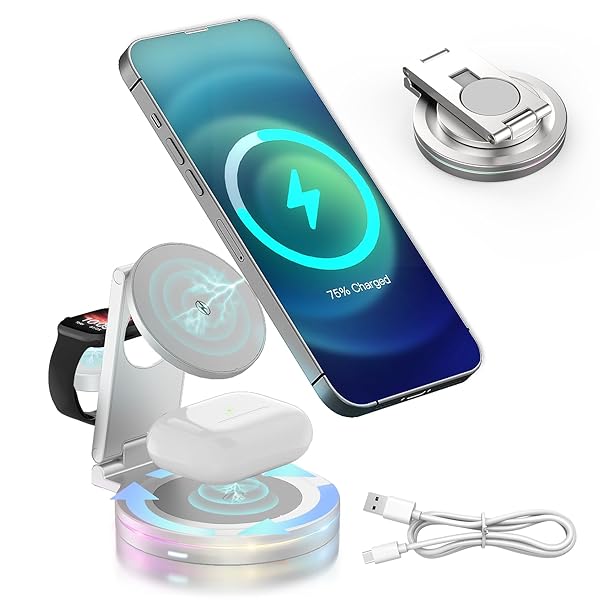 3in1 磻쥹Ŵ MagsafeŴ 360ž 15W iPhone16//15/14/13/12/11/X/Xs/...