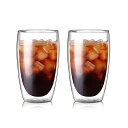 ダブルウォール グラス 二重構造 耐熱 カップ 保温 保冷 タンブラー 取っ手付 2個セット(450ML)