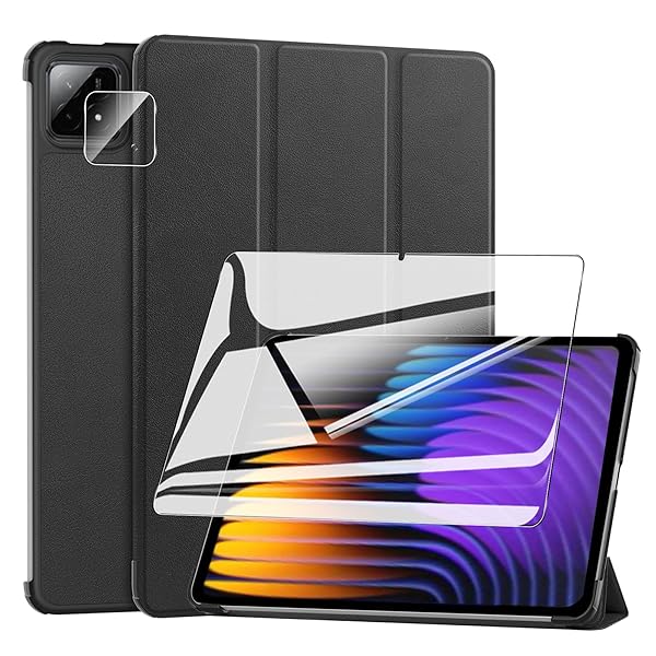 For Xiaomi Pad 7 / Pad 7 Pro ケース フィルム+ カメラ保護 セット シャオミパッド 7/Pad 7 Pro タブレット 11.2インチ 用 保護ケース ガラスフィルム 軽量 保護カバー 角度調整 上質PU製 汚れ防止 全