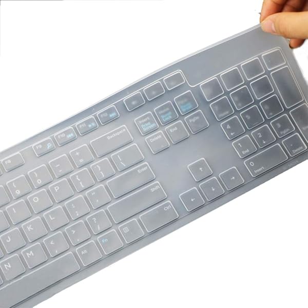 超薄型シリコンデスクトップPCキーボードカバー スキンプロテクター Dell KM636 ワイヤレスキーボード & Dell KB216 有線キーボード (クリア)