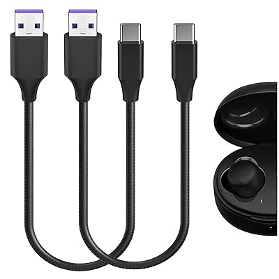 Geekria 充電ケーブル 互換性 Type-C 充電コード USB to USB-C ジェイブイシー JVC HAAE5TB, HAA9TW, HAZ55TW, HAET45TP に対応 (黒 / 30cm 2パック)